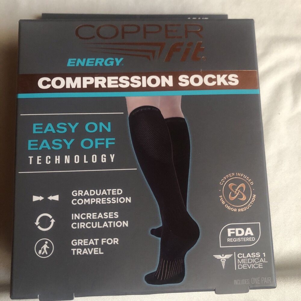 Copper Fit Energy Compression Socks Graduated Compression, Copper Infused S/M